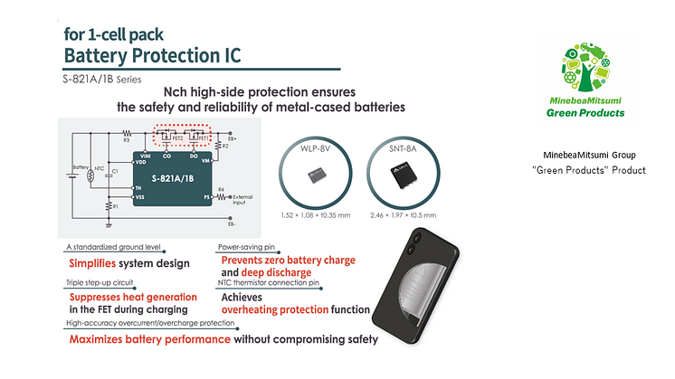 ABLIC推出面向智能手机、可穿戴设备的1节电池保护IC「S-821A/1B系列」
